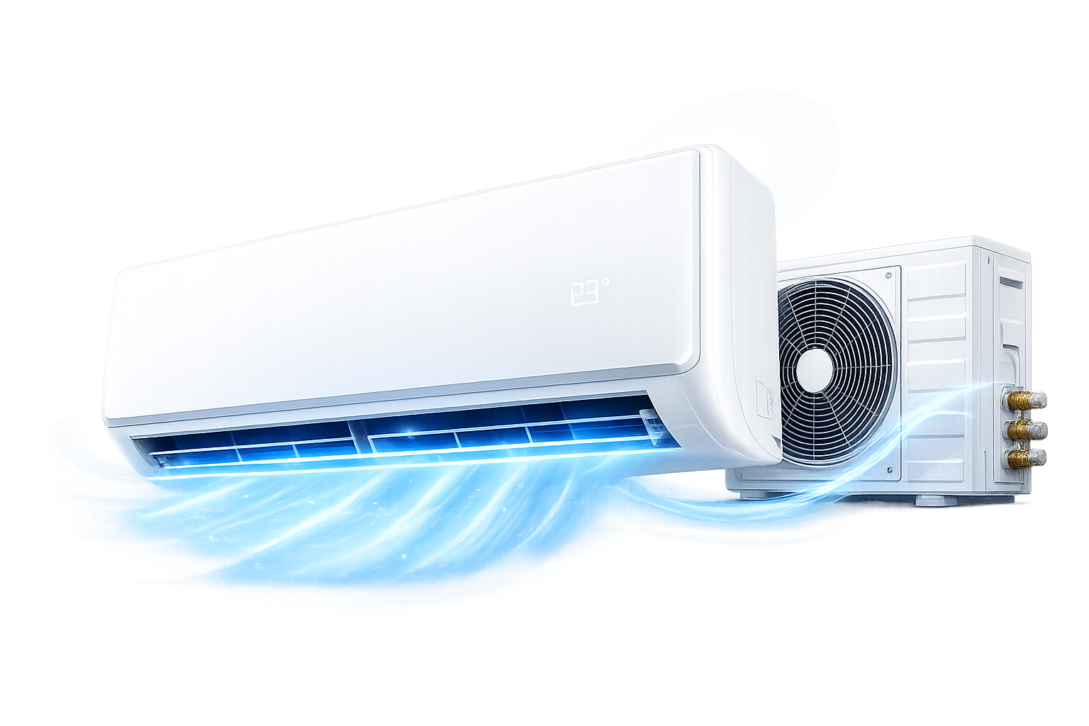 Unidades de ar condicionado split modernas com ar frio